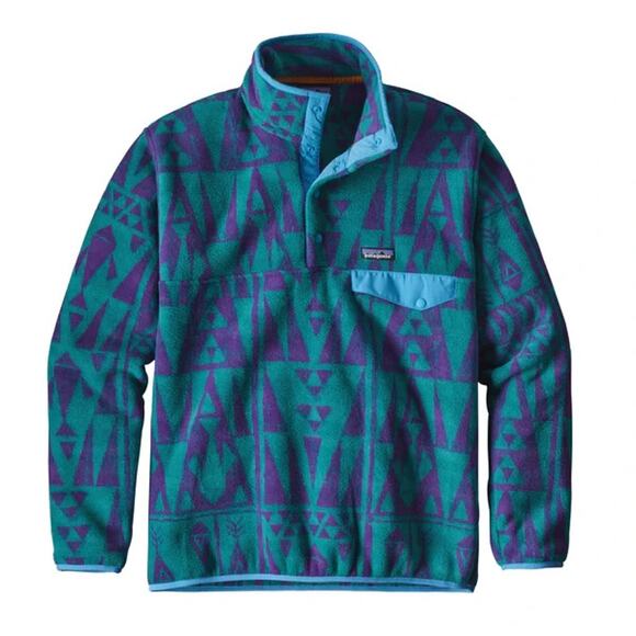 Patagonia Lightweight Synchilla Snap-T Pullover Men 2XL Green Purple Aztec 25580 - Picture 2 of 11